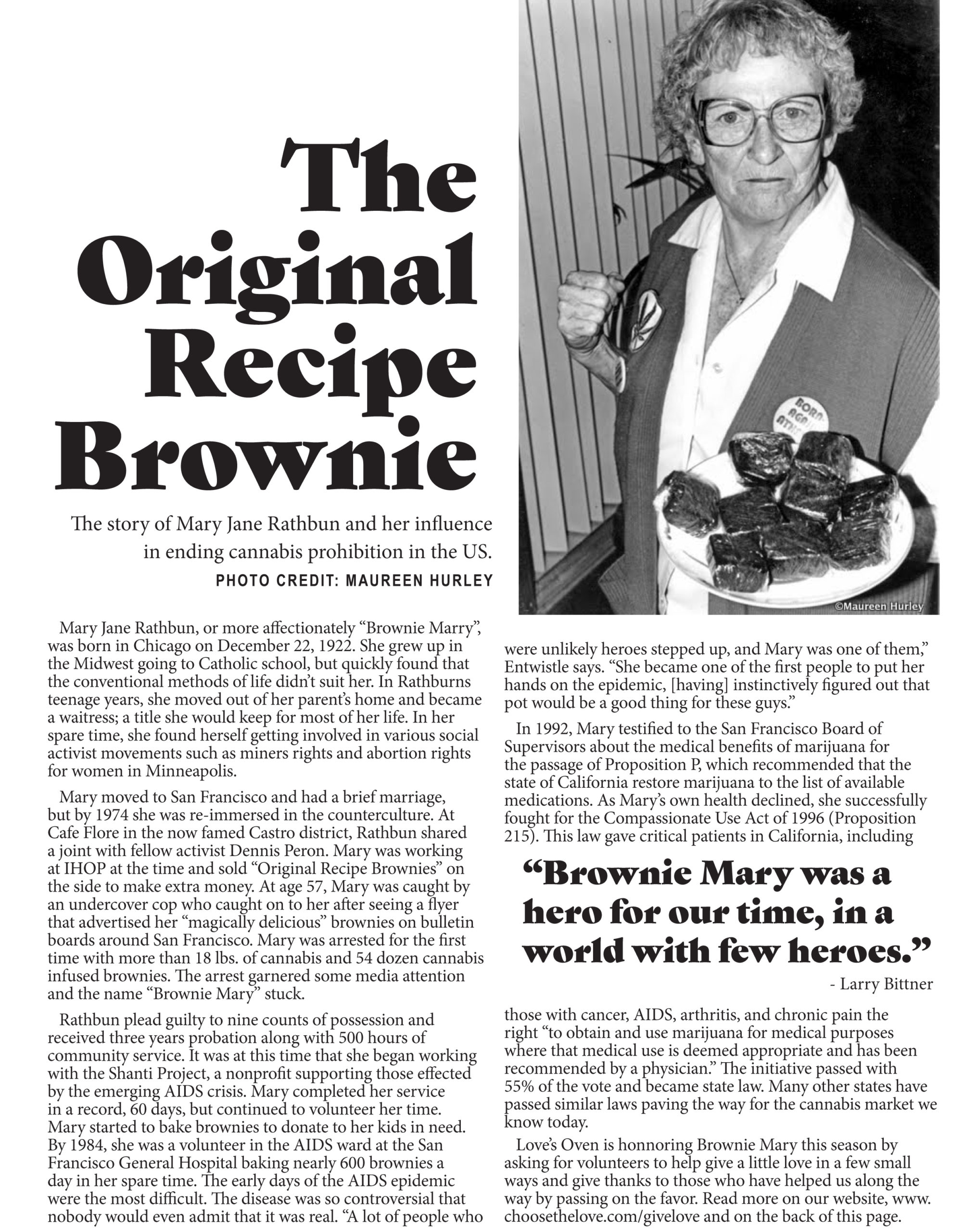 Celebrating the Life of Brownie Mary Rathbun
